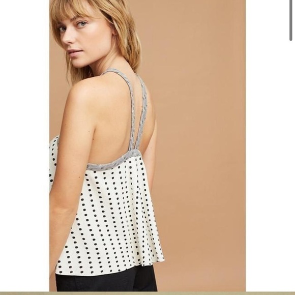 2/25 ANTHROPOLO New ANTHROPOLO-GIE Jemma Black Polka Dot Halter Top Shirt - Picture 5 of 5